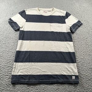 M.Nii T-Shirt Mens S Striped Pocket Blue 100% Cotton Short Sleeve Crewneck